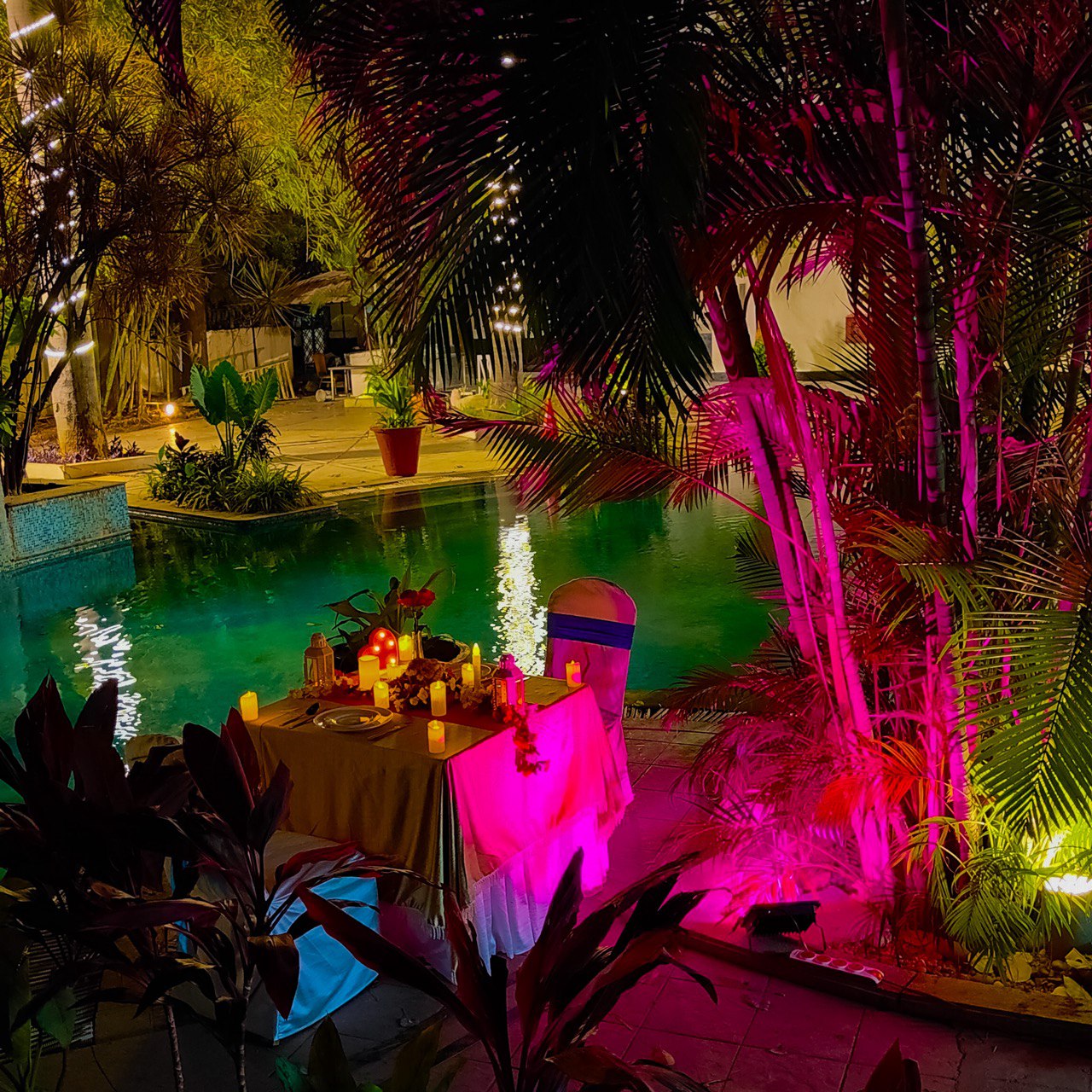 Poolside Romantic Candle Light Dinner, The Manohar Hyderabad