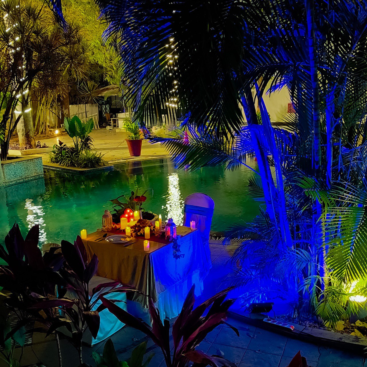 Poolside Romantic Candle Light Dinner, The Manohar Hyderabad