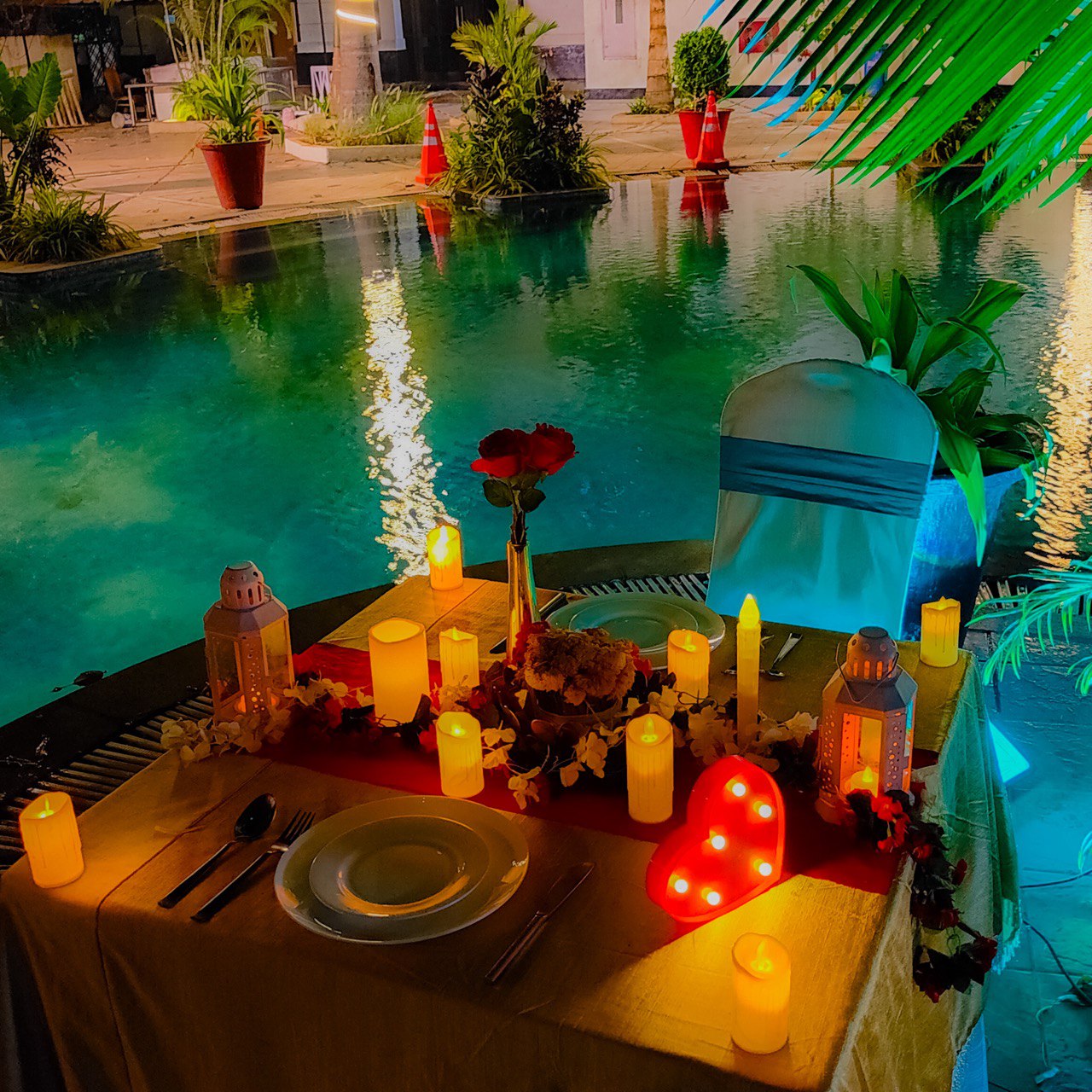 Poolside Romantic Candle Light Dinner, The Manohar Hyderabad