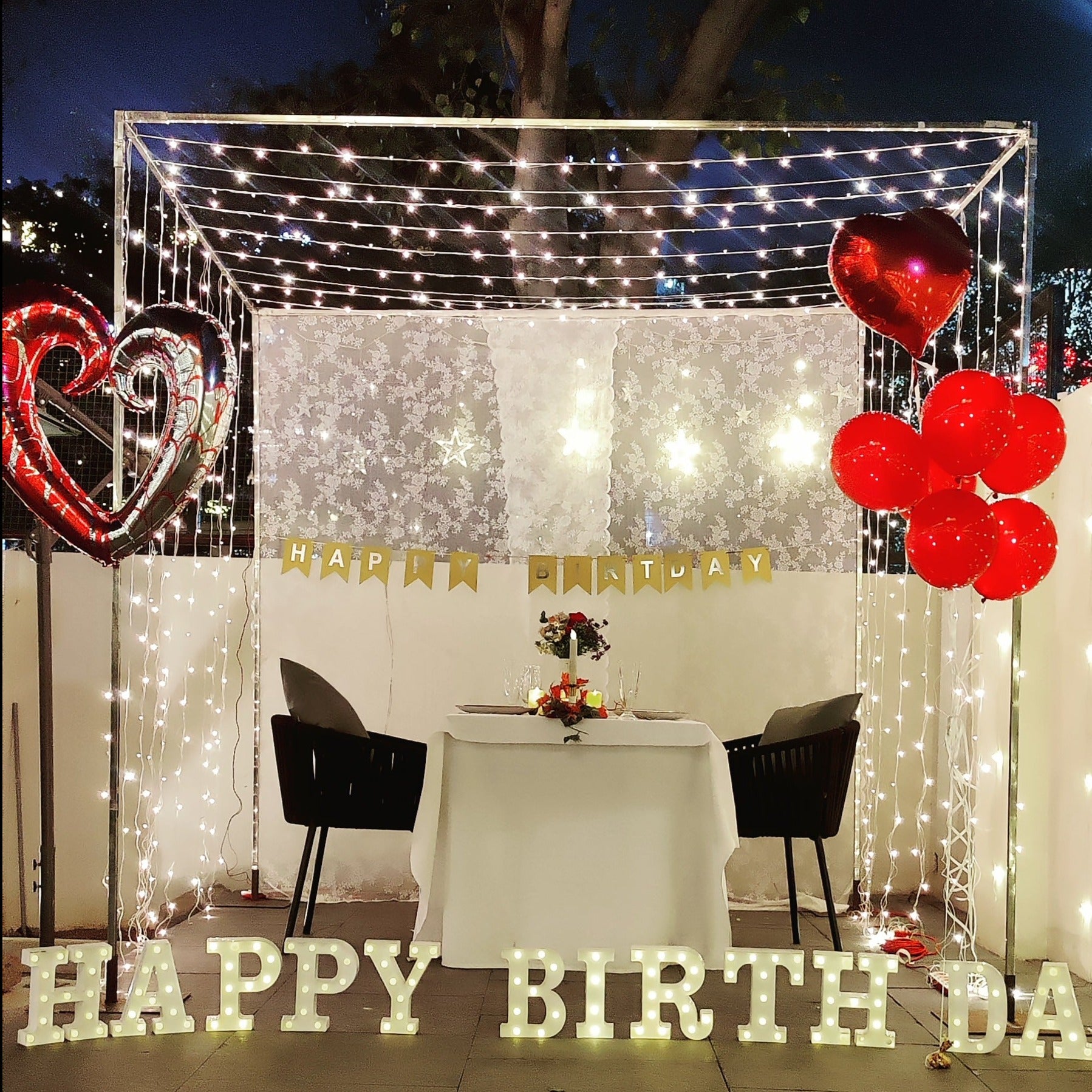 Premium Cabana Candle Light Dinner for Birthday, Anniversary Celebration by Miraculous Memories
