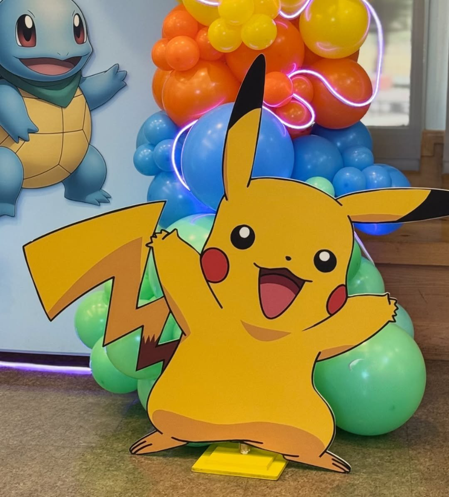 Pokemon kid's birthday decoration with Pikachu character cutouts in Hyderabad