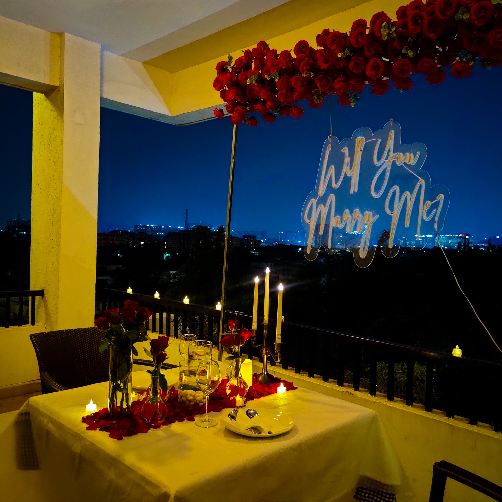 Private Rooftop Candle Light Dinner in hyderabad By Miraculous memories