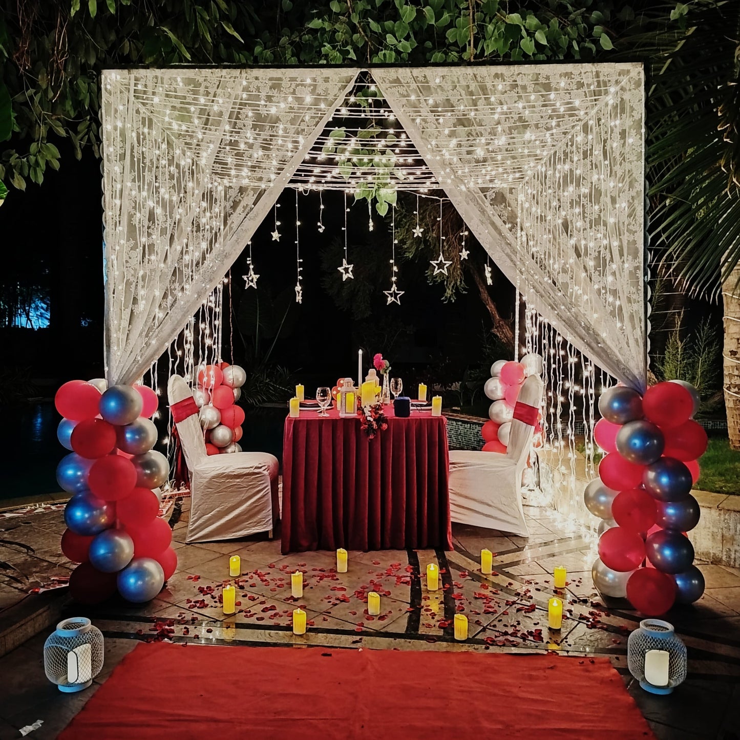Private cabana setup for a memorable birthday celebration in Hyderabad at The Manohar, Begumpet.