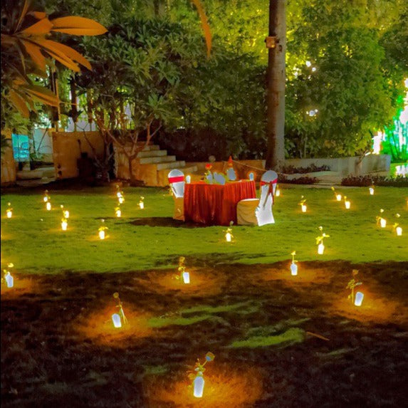"Premium candle light dinner in Hyderabad with elegant decorations for birthdays, anniversaries, and proposals."