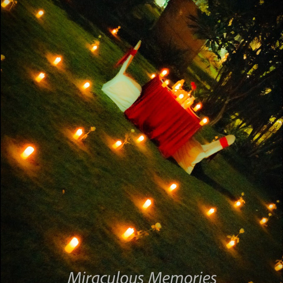 "Stunning open-air setup for a candle light dinner in Hyderabad, ideal for family anniversary celebrations."