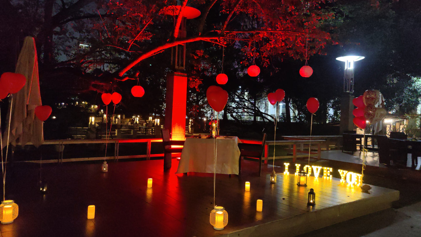 Premium Open Air Candle Light Setup at Ellaa Hotel, Gachibowli