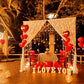 Luxurious birthday celebration setup in Hyderabad with real roses, helium balloons, and LED letters.